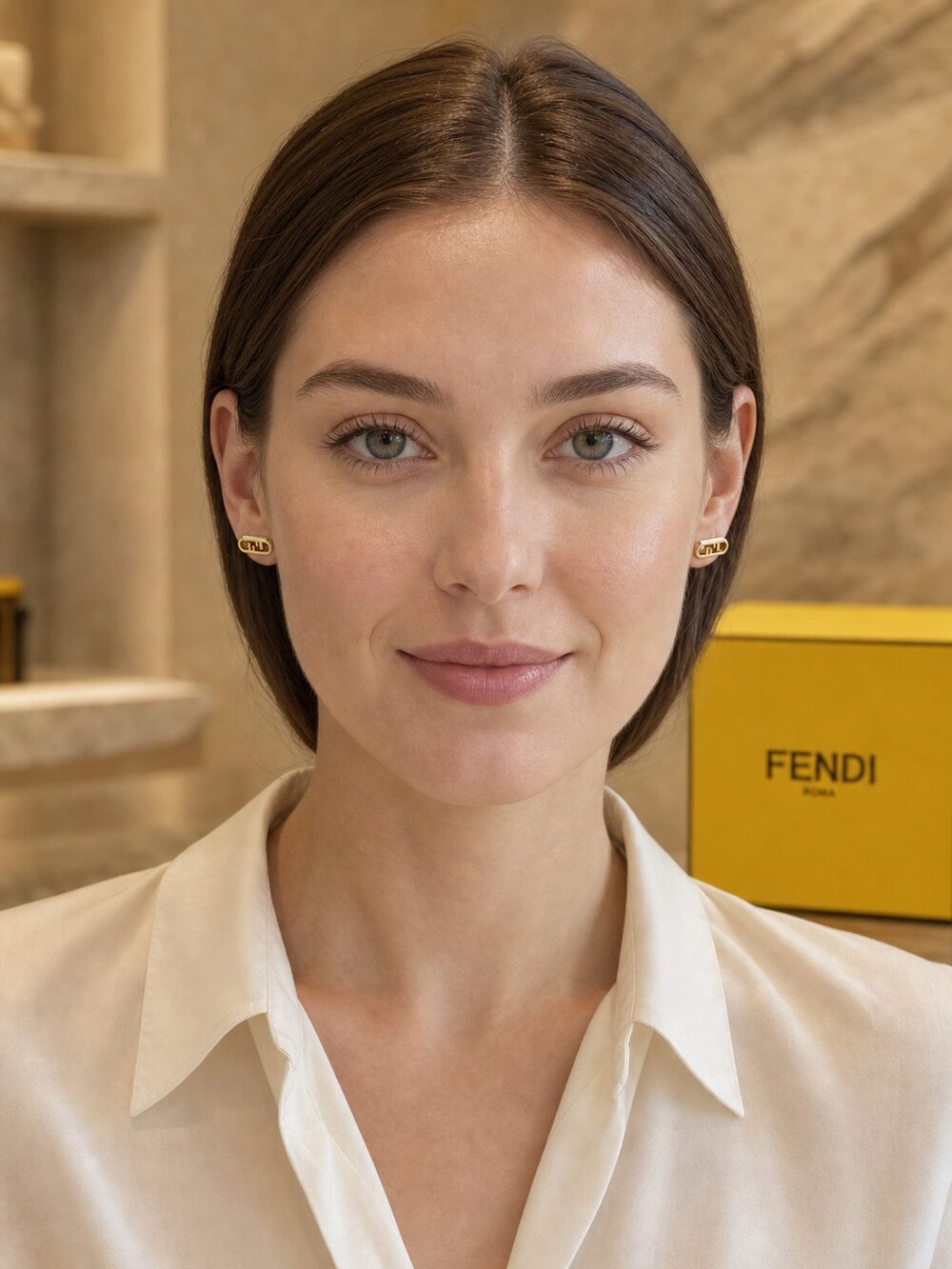 Fendi Modern Designer Earrings Style 2 | New with Box - Picture 9 of 9